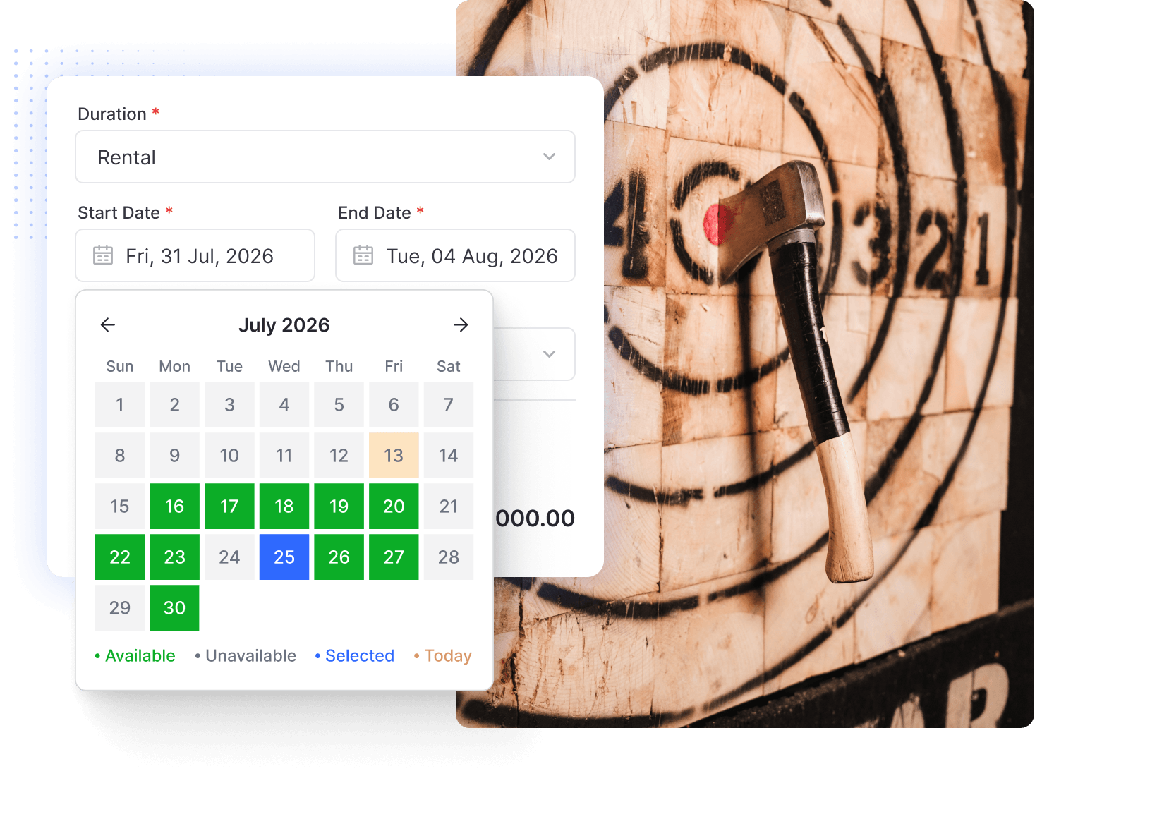 Axe throwing booking software